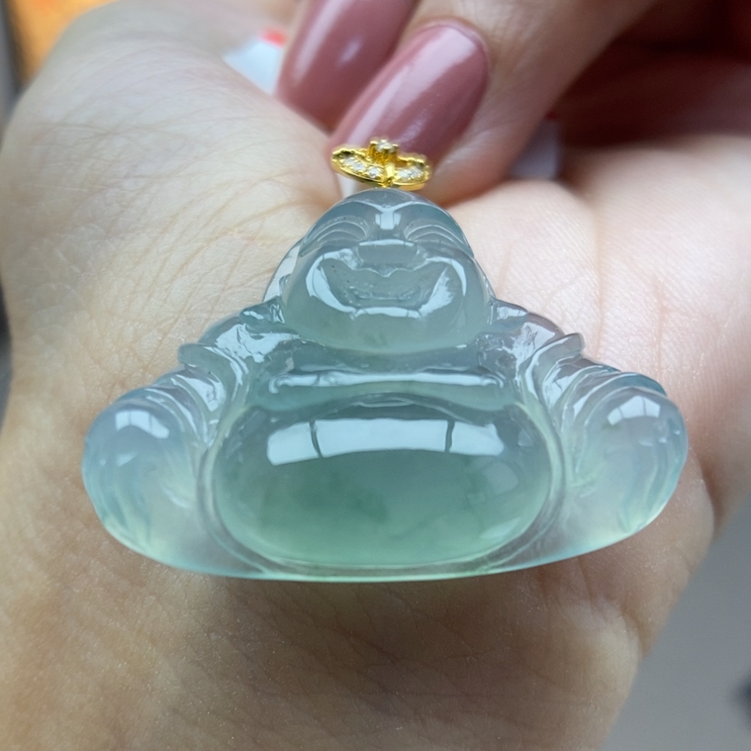 翡翠18K金镶嵌颈饰吊坠50