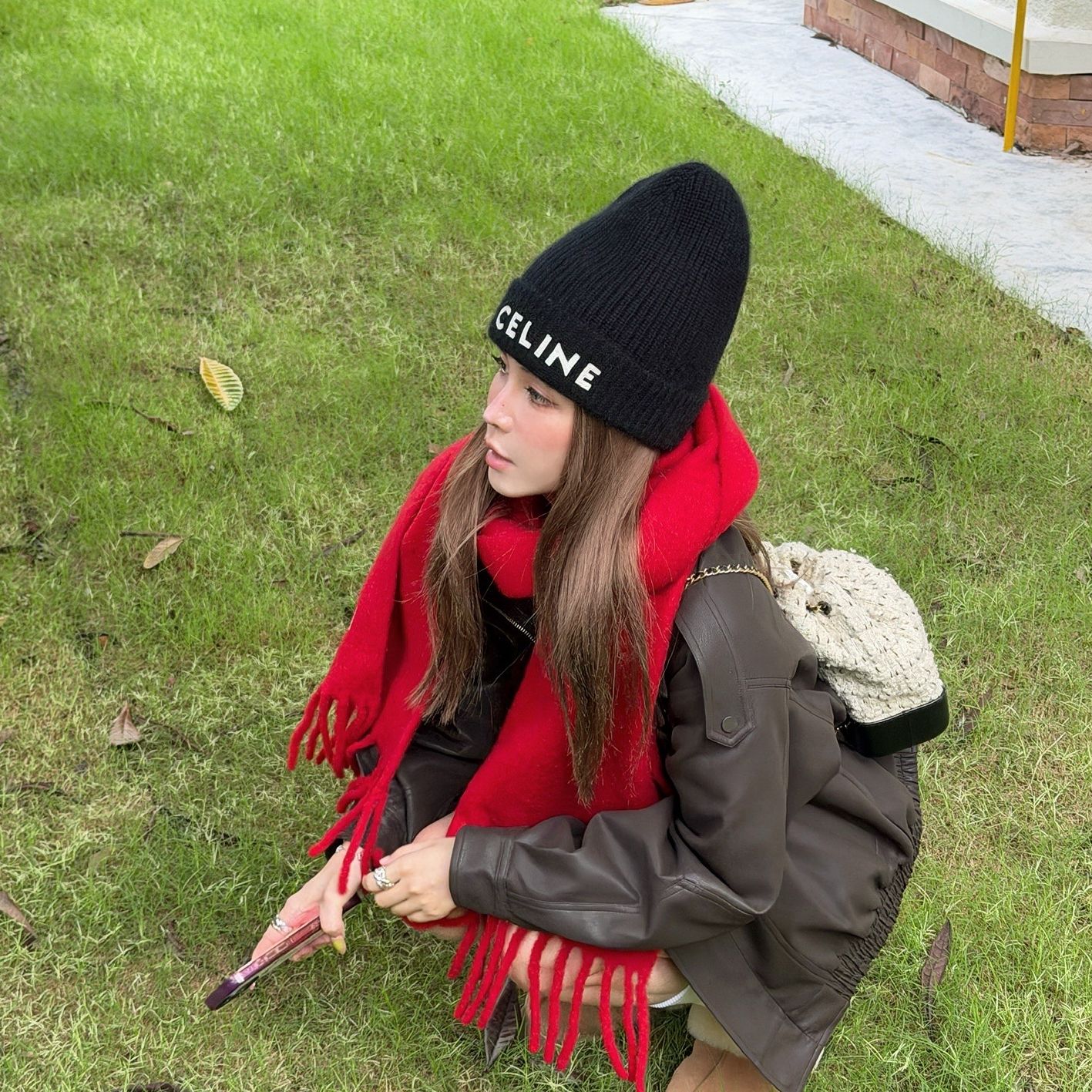 MungsEra 「布鲁克林」原创双层领深棕色夹棉宽松皮衣外套