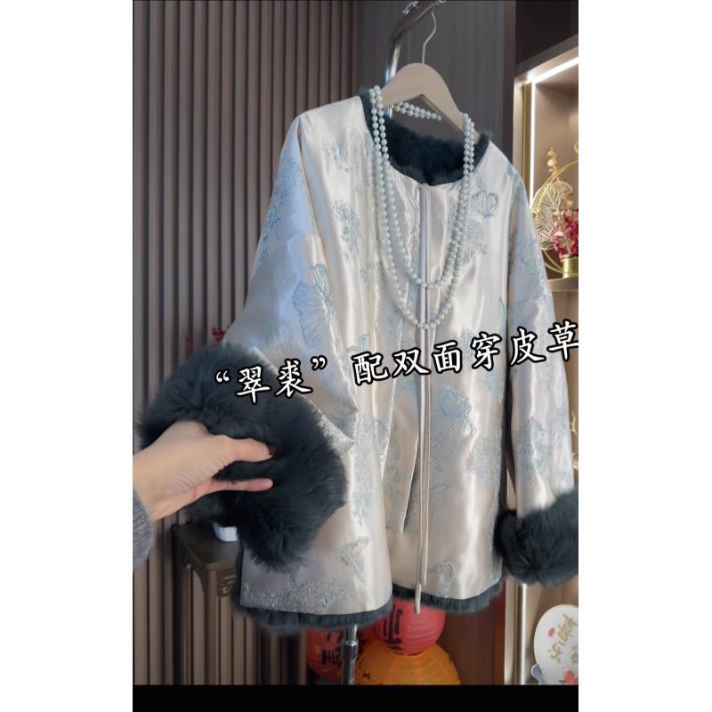 【深圳南油二姐】秋季新款中国风气质圆领刺绣外套7809