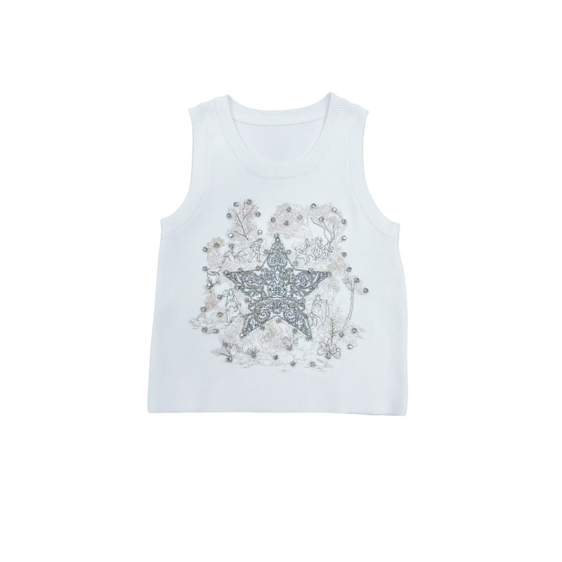 E158性感风宽松版青春流行背心吊带白色打底潮流夏季设计师复古