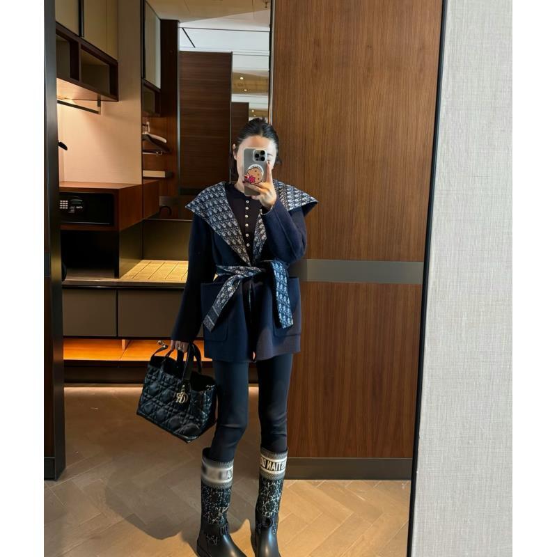 【玥】2025 秋冬新款百搭时尚老花满印腰带外套L6019