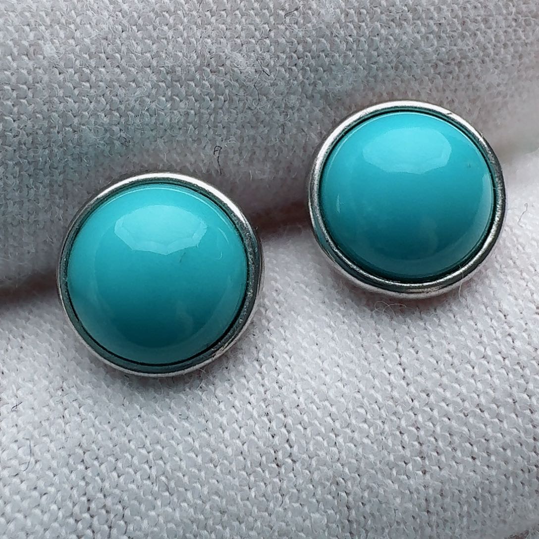 绿松石银S925镶嵌耳饰