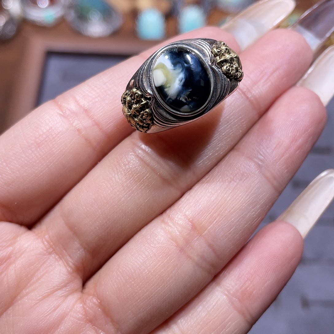 ****️琥珀银S925镶嵌戒指