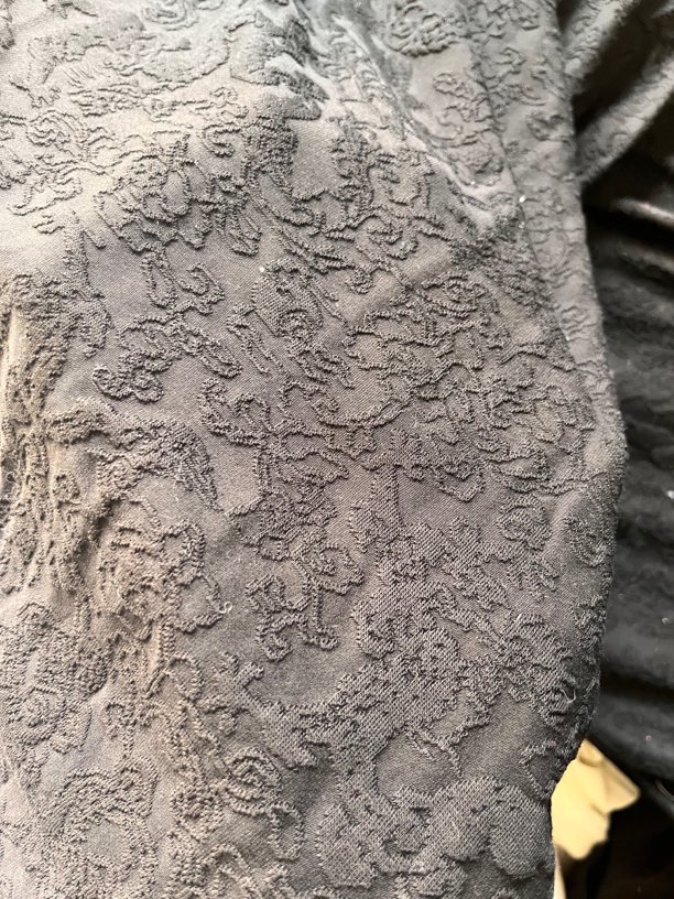 黑色国风纯棉提花针织打底衫面料