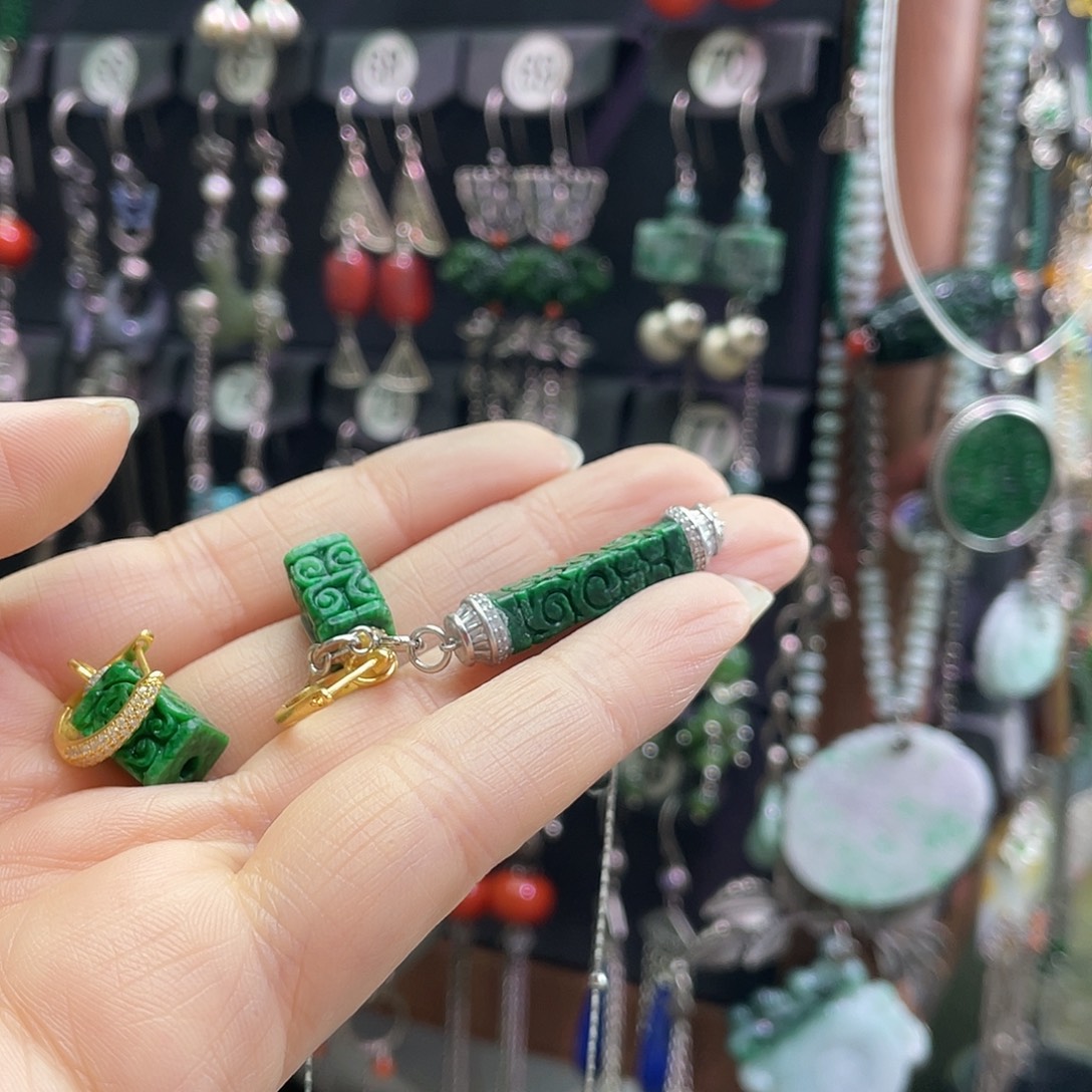 G***H翡翠银S925镶嵌耳饰048hjhgg