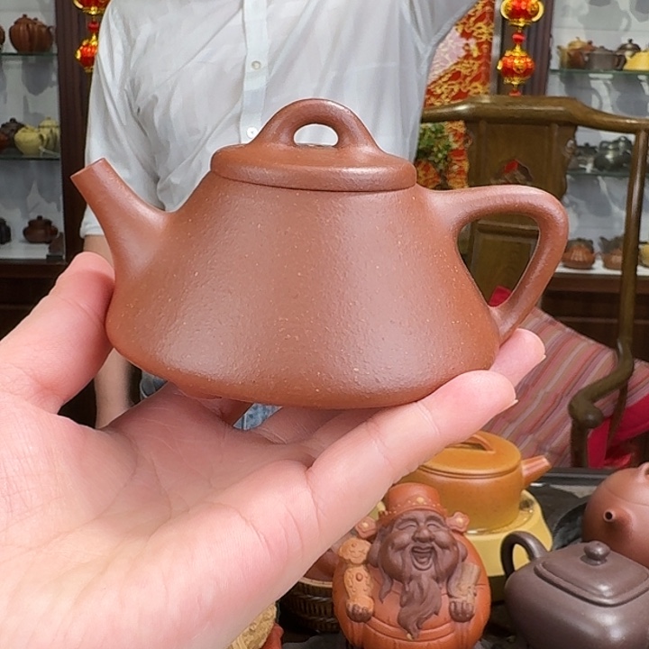 紫砂茶壶石瓢紫泥