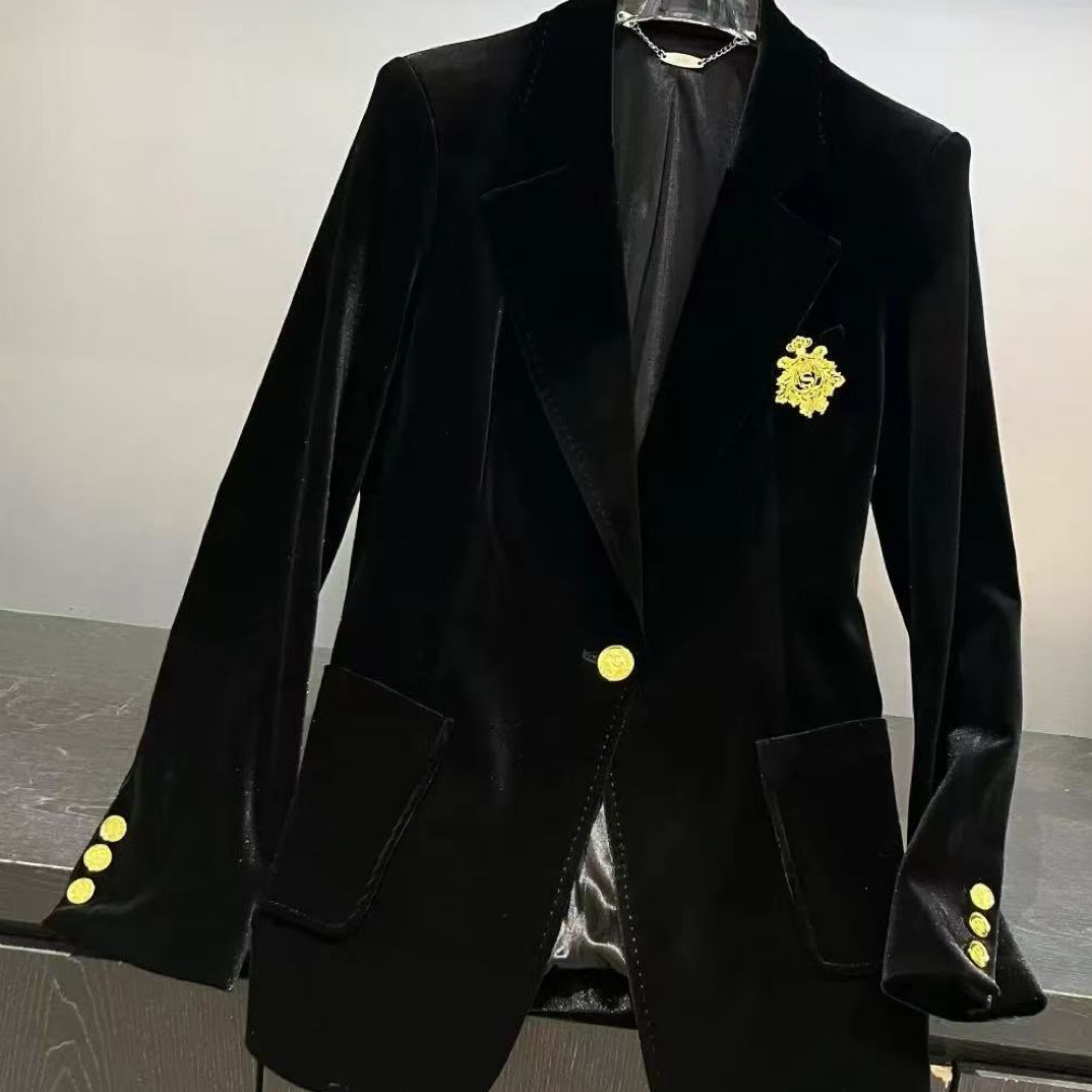 蕊蕊家秋季气质高雅丝绒西服