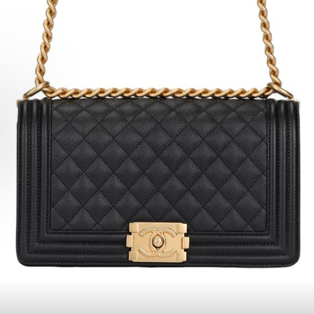 95新 Chanel/香奈儿 黑金leboy中号芯片款单肩包16537178