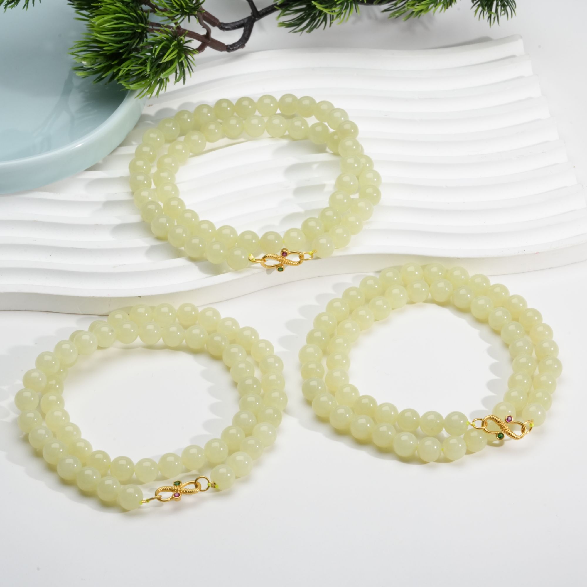 【小北好物】和田玉圆珠项链约7.5mm+【多样性发一件】QH09X887