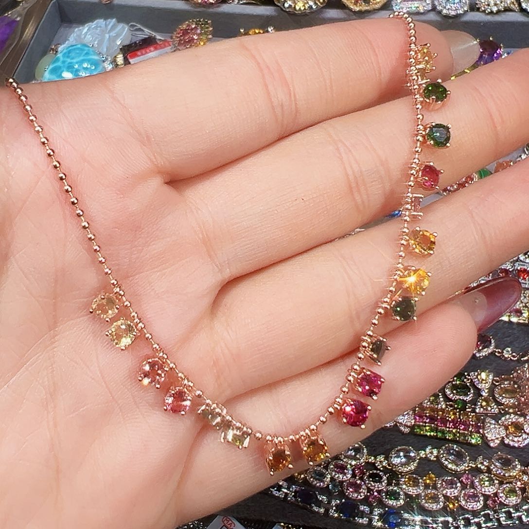 银S925镶嵌吊坠碧玺