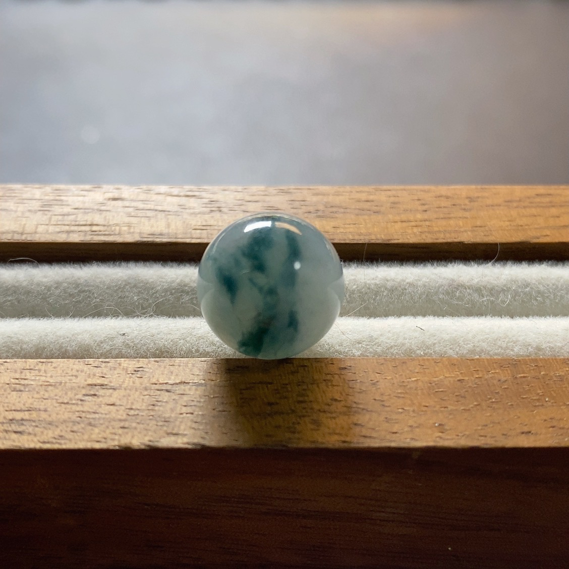 天然缅甸翡翠A货-蓝飘花圆珠 卡12.1