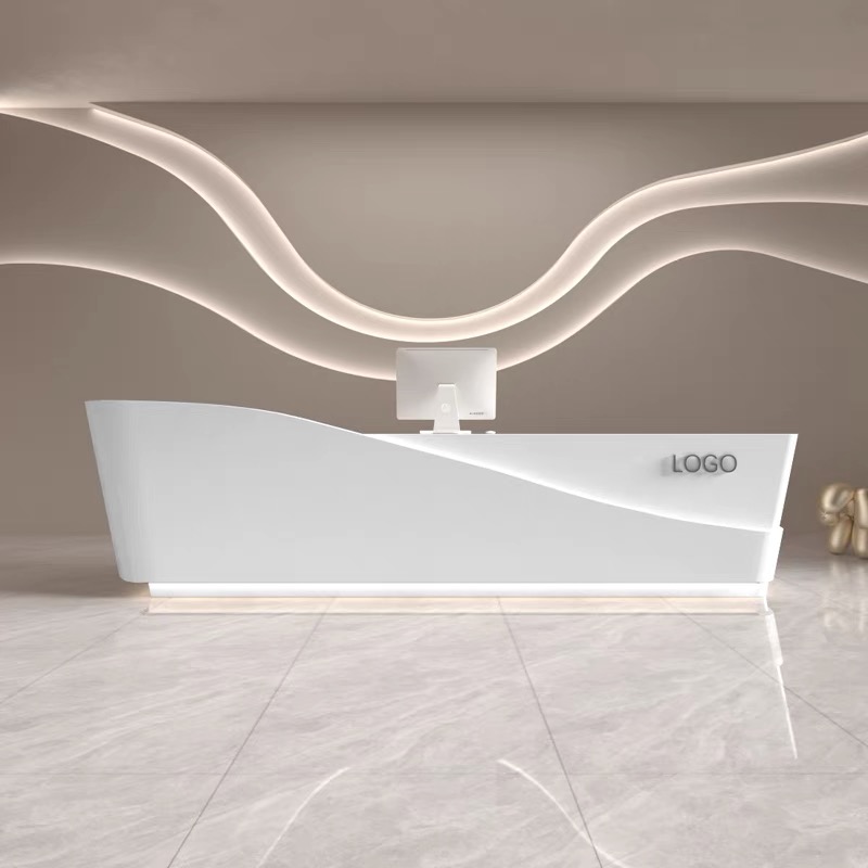 现代简约公司前台接待台收银台定制服务烤漆酒吧培训机构烤漆吧台