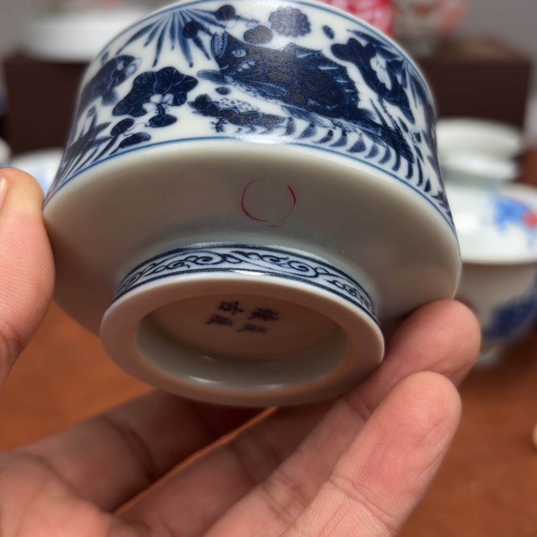 陶摆件微瑕鱼藻纹大杯子景德镇发货