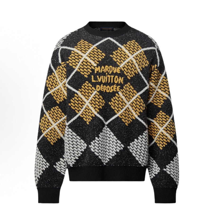 未使用 LouisVuitton/路易威登 ss25字母菱格纹提花毛衣L码md1938