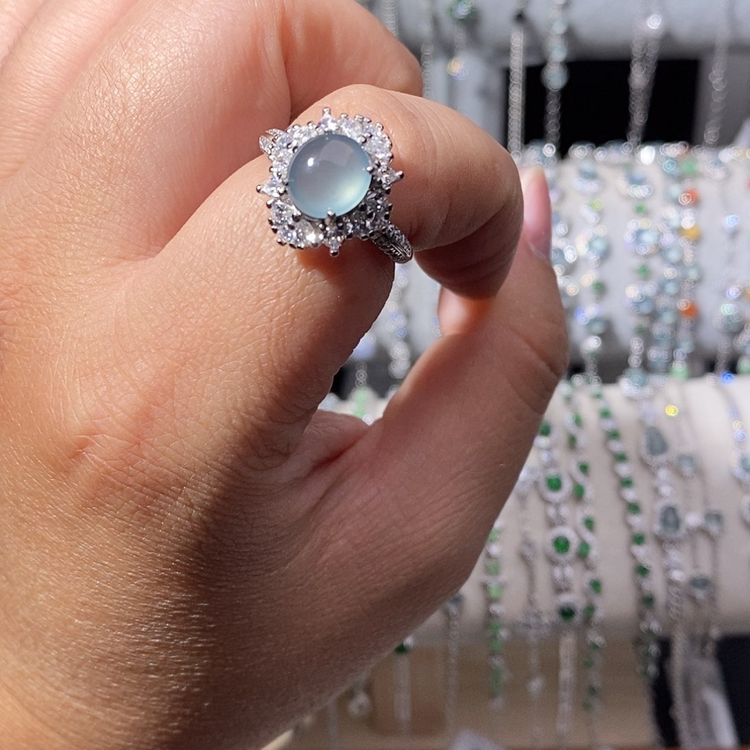 翡翠银S925镶嵌戒指