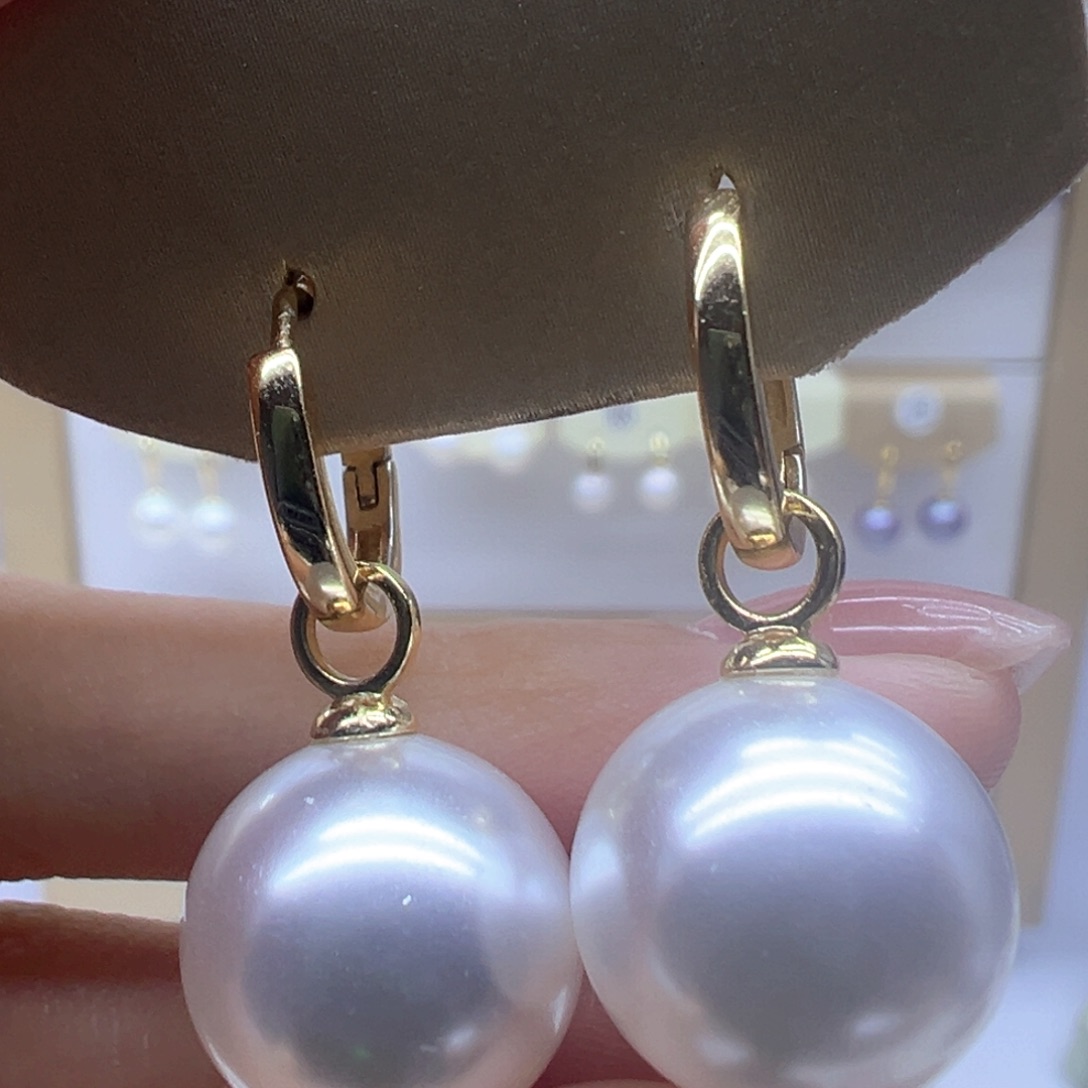 银S925镶嵌淡水珍珠耳饰