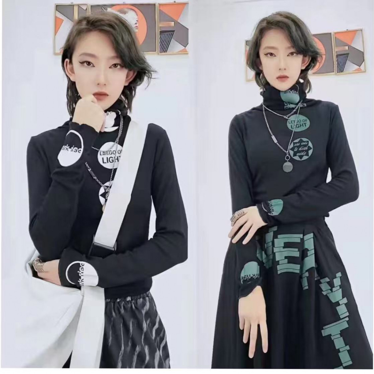 香港LinLang伦哥私定 I 设计感修身时尚显瘦长袖T恤8656#