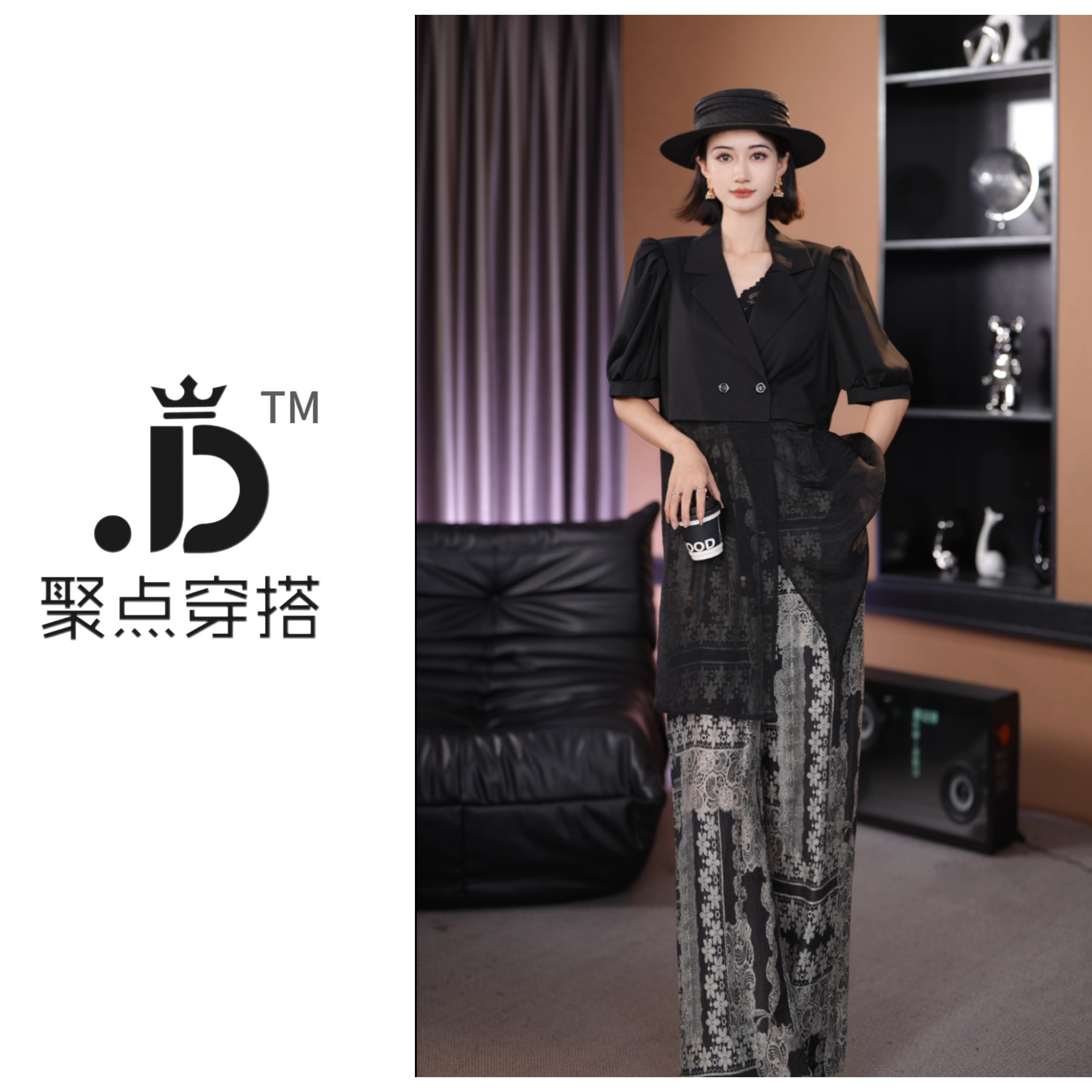 JUDIAN-【优雅淡然】设计师款中袖拼接气质女主外套 8jd253747