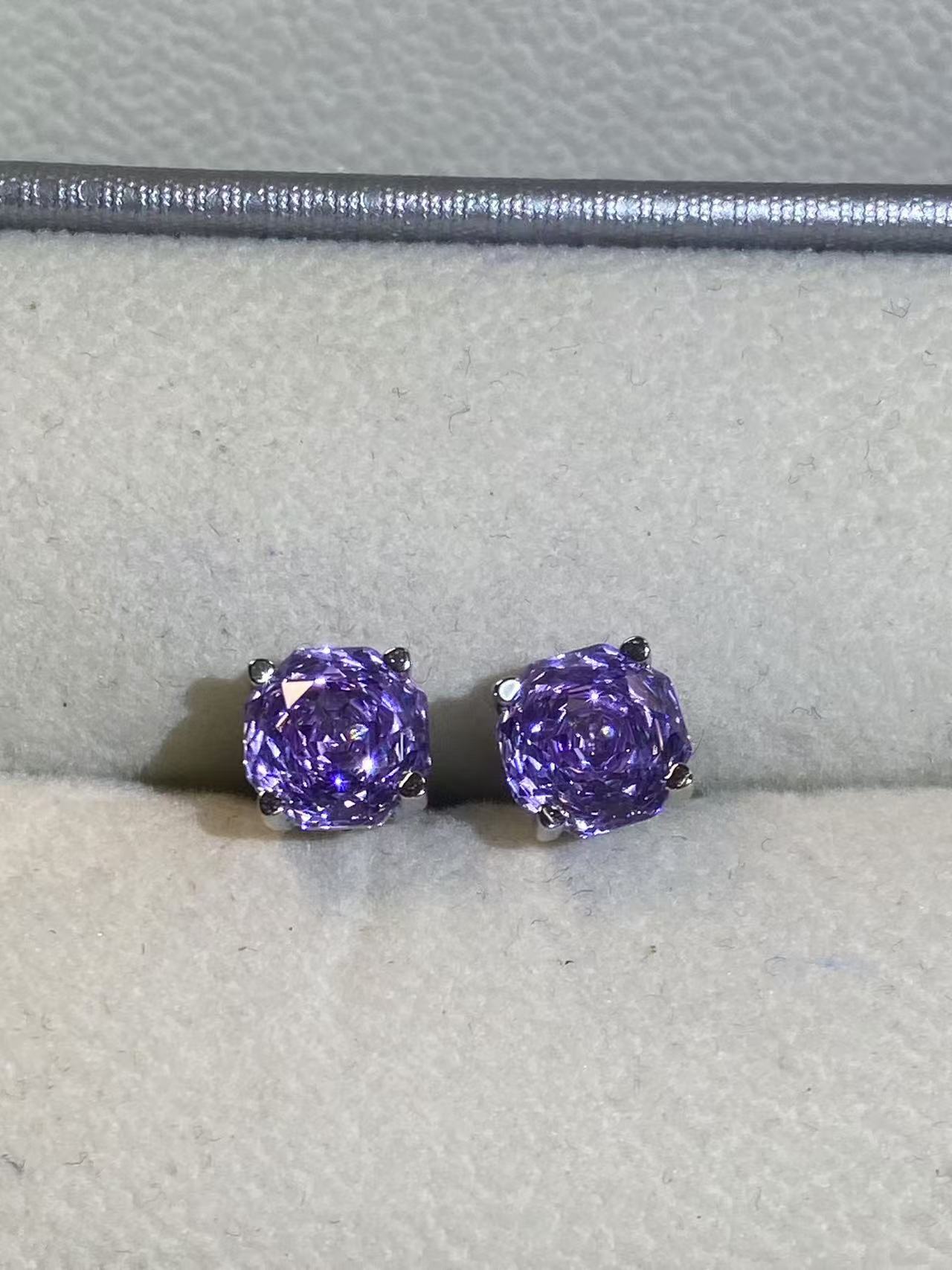 耳饰 【米米甄选 高端大气】紫色耳钉 B-1861