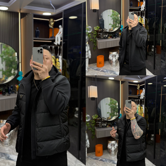 SH高奢高定男士雅痞两件套三角标休闲羽绒服外套 26415