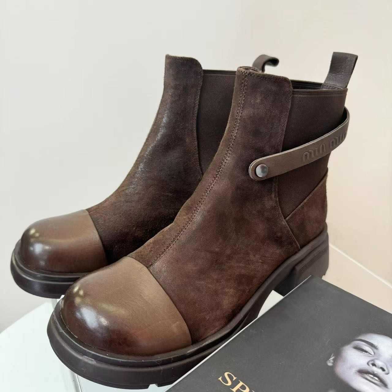 麦麦定制冬季粗跟瘦瘦靴厚底靴8238