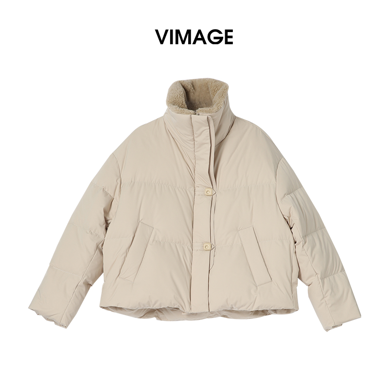 VIMAGE纬漫纪立领2025冬季新款加厚短款面包羽绒服V2411102