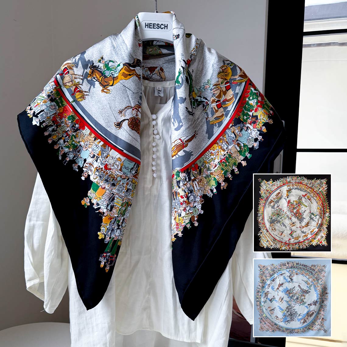 「莫里哀皇家马戏团」90cm18姆米斜纹双面丝巾时尚桑蚕丝真丝方巾