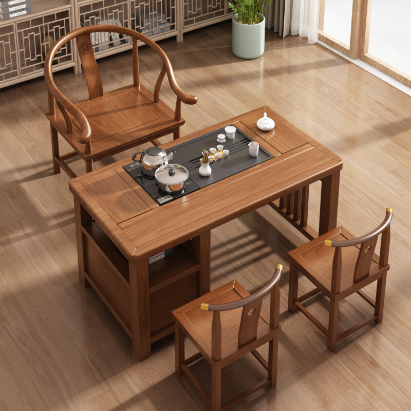 阳台茶桌茶台一整套喝茶桌椅组合新中式实木客厅家用小型功夫茶几