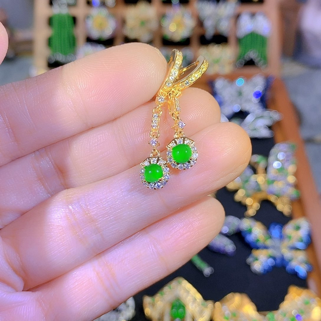 吊坠(不含链)银S925镶嵌翡翠