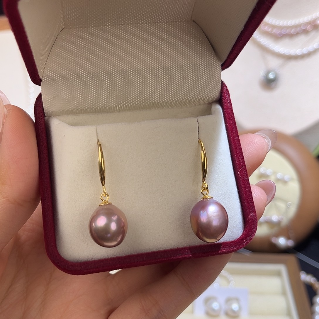 耳饰银S925镶嵌淡水珍珠