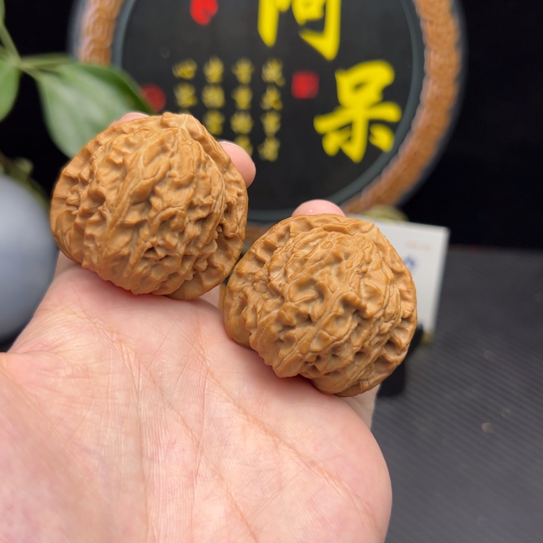 山***间把件文玩核桃白狮子，底部小磕碰，尖有小黄介意勿拍