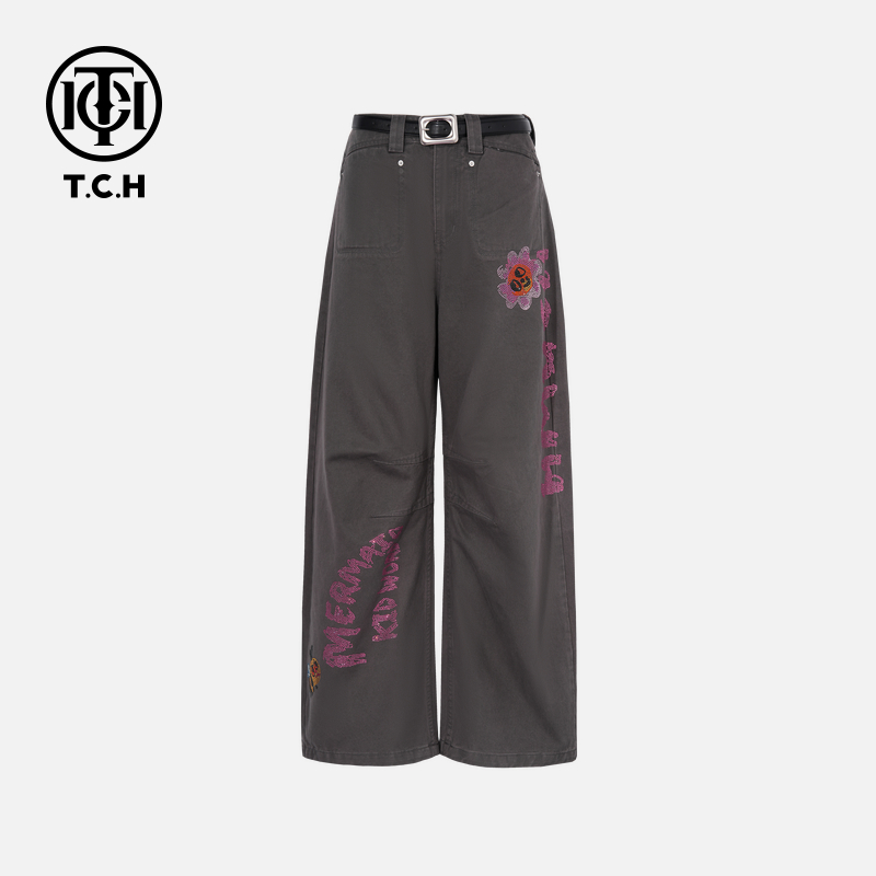 TCH私服秋款烫钻时尚休闲百搭气质牛仔裤女T75C20E5043轻奢tch