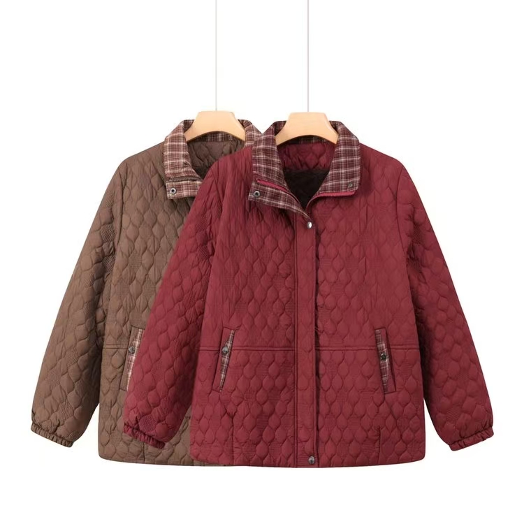 中老年女装休闲风棉衣中年菱格棉服冬季韩版加厚保暖百搭时尚气质