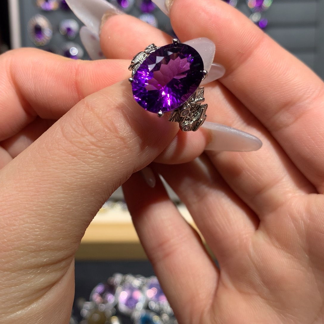 【闪购商品】水晶戒指银S925镶嵌持**财戒指