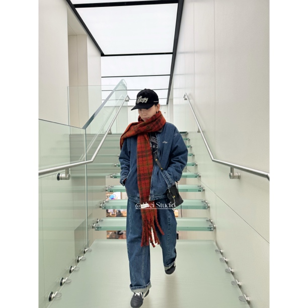 格子复古围巾女冬季韩版百搭保暖情侣氛围感单品