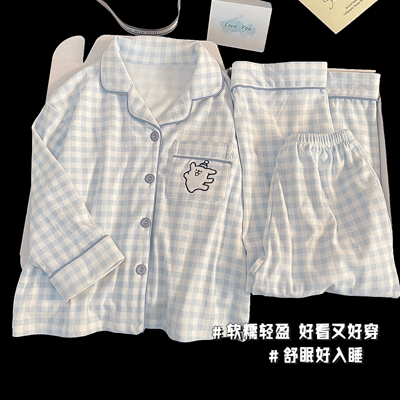 bejirog/北极绒卡通洋气女童秋冬季德绒翻领睡衣中大童亲子家居服