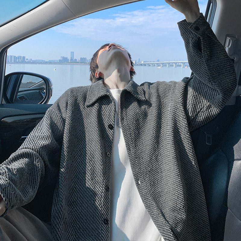 230斤可穿 400g重磅雪尼尔美式条纹夹克外套男#6