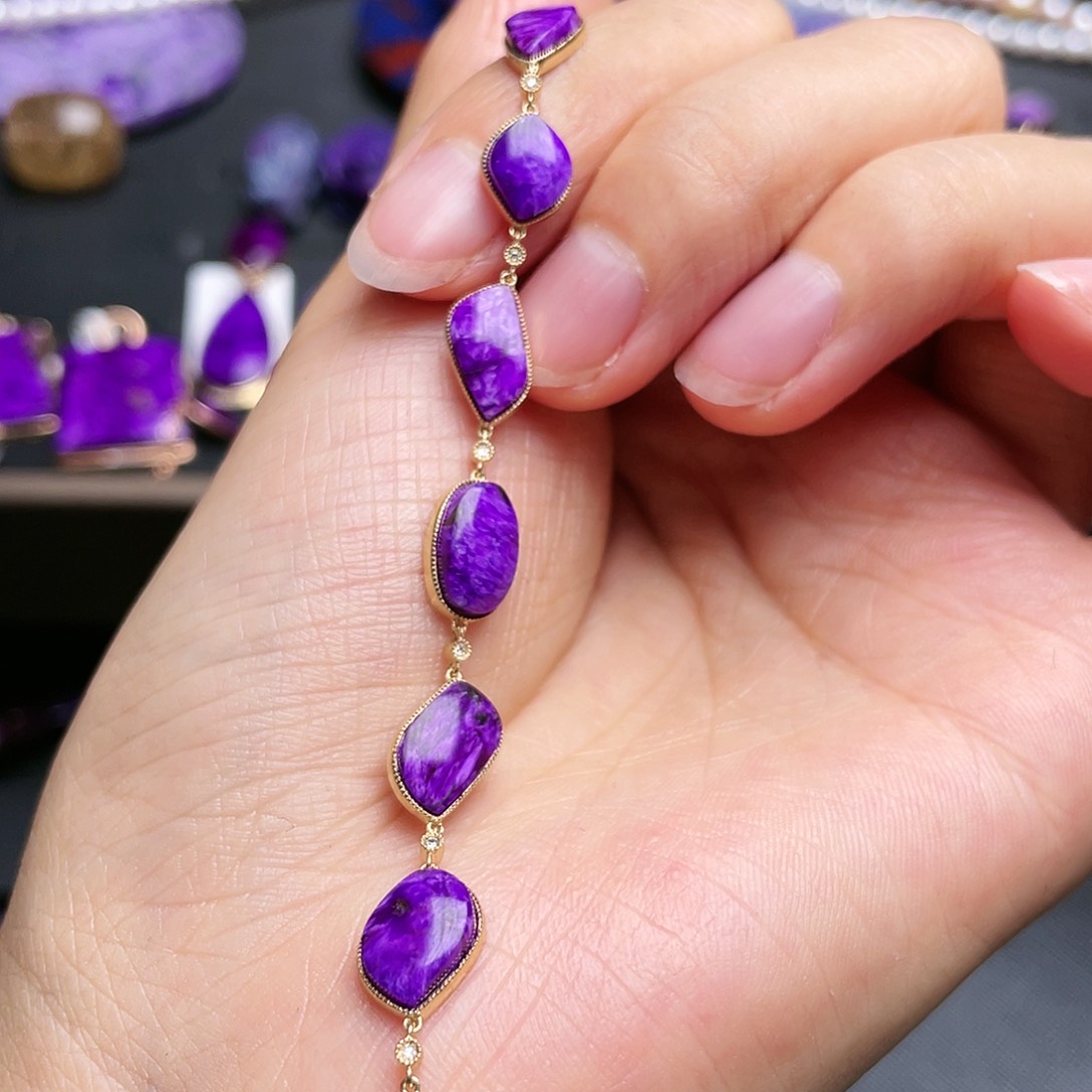 苏纪石（舒俱来）手链18K金镶嵌?****?