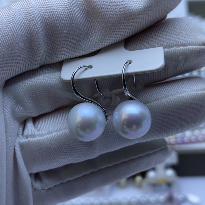 淡水珍珠耳饰银S925镶嵌