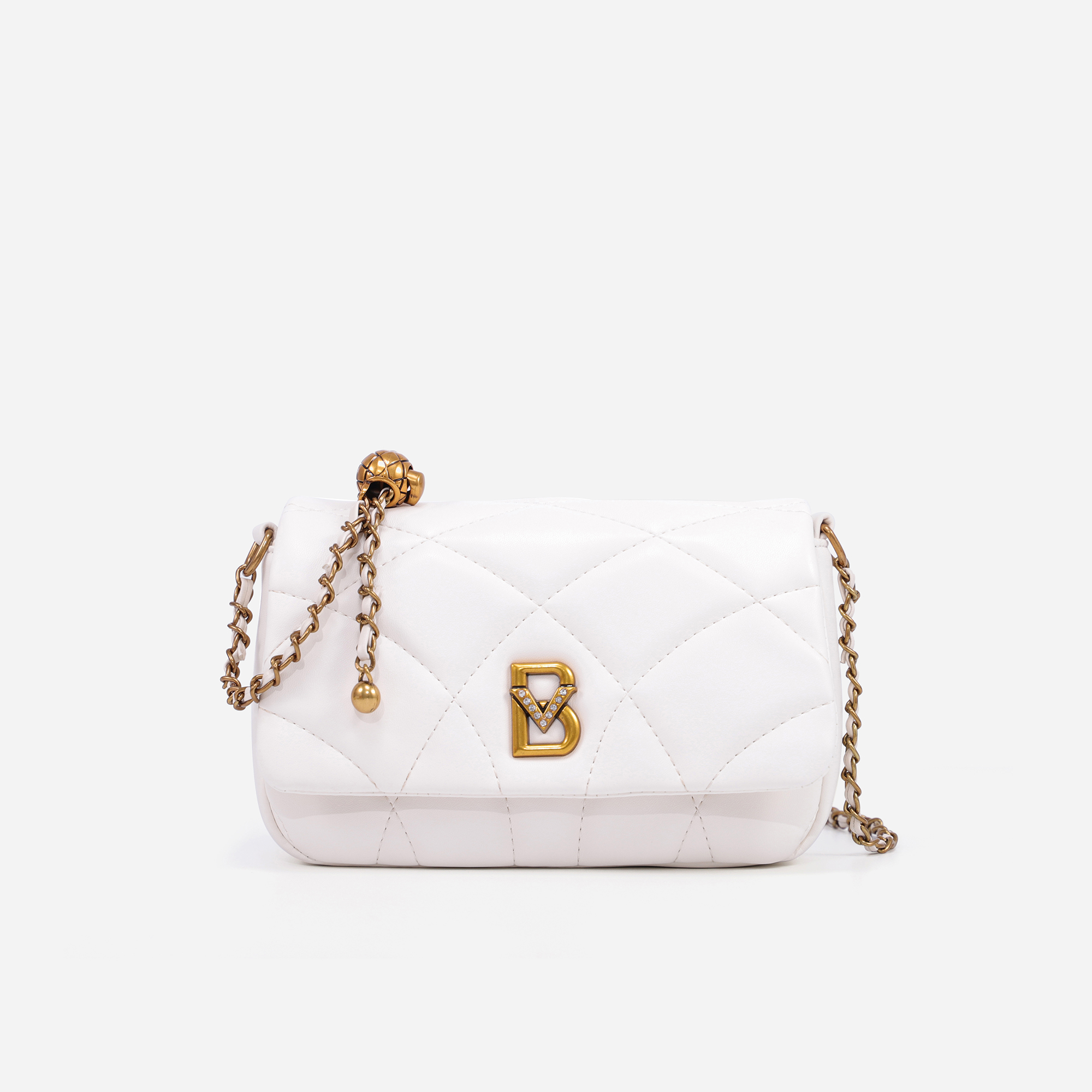 菱格时尚链条女斜挎小包包BD24076278白色