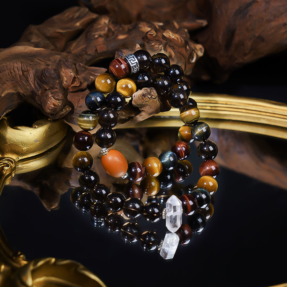 【虎啸福运】蜜蜡虎晶石手串