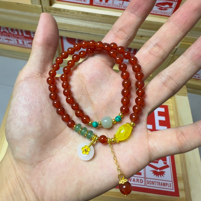 SZH1049南红玛瑙双圈精美手串无礼盒