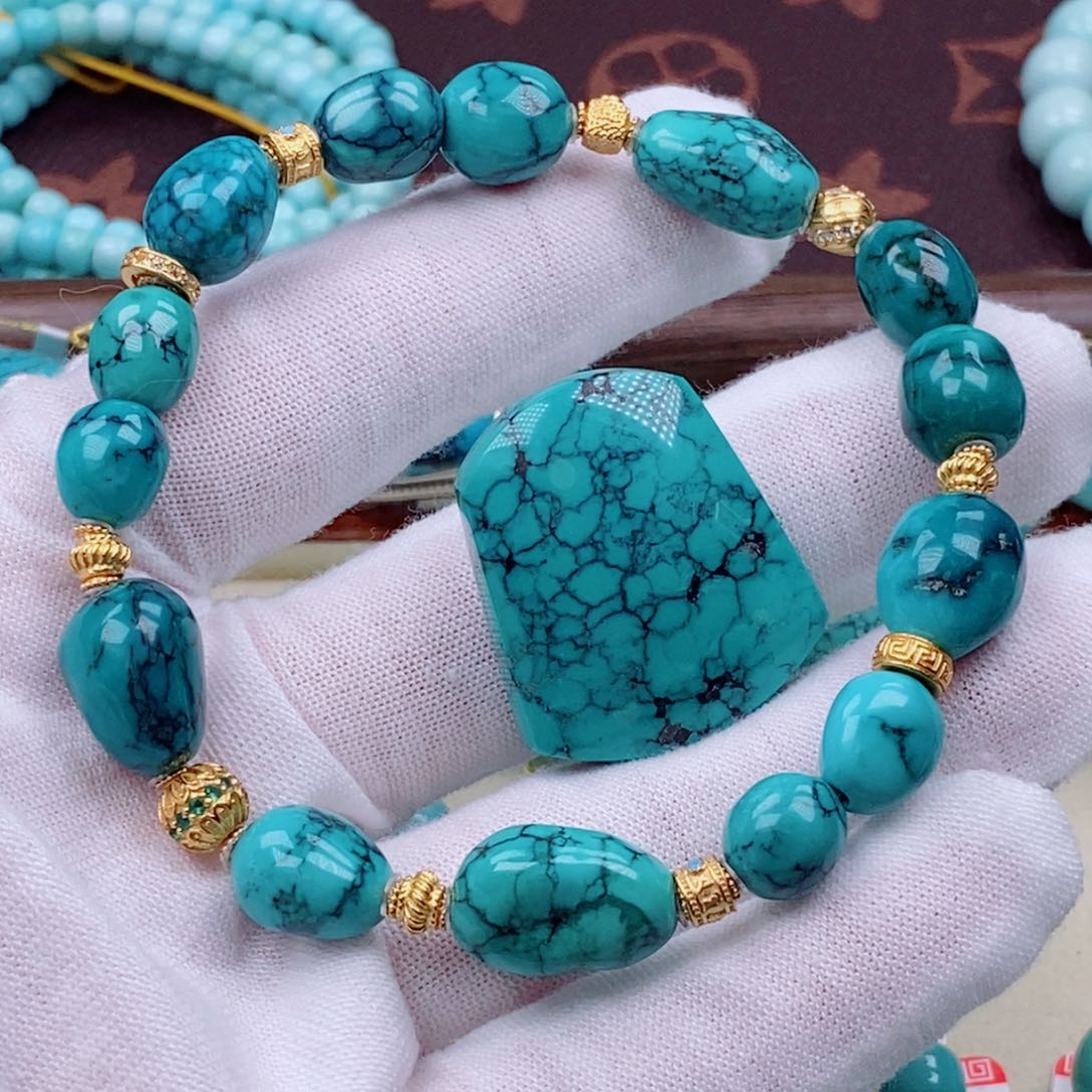 绿松石珠宝奇石未镶嵌浅*