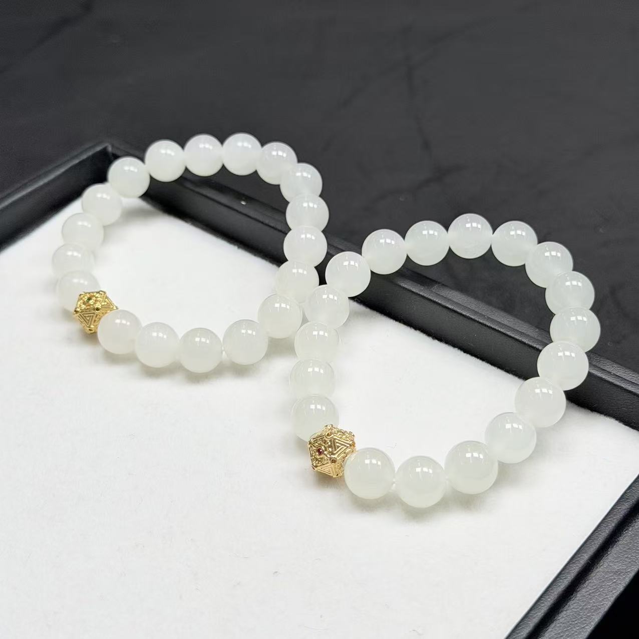 【睿泽赏宝】18k和田玉白玉手串多样性发一/有瑕 9mm KS0010709