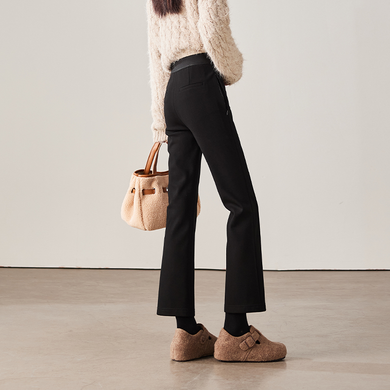 索菲丝尔微加绒显瘦喇叭裤女冬2025气质通勤休闲九分裤541080