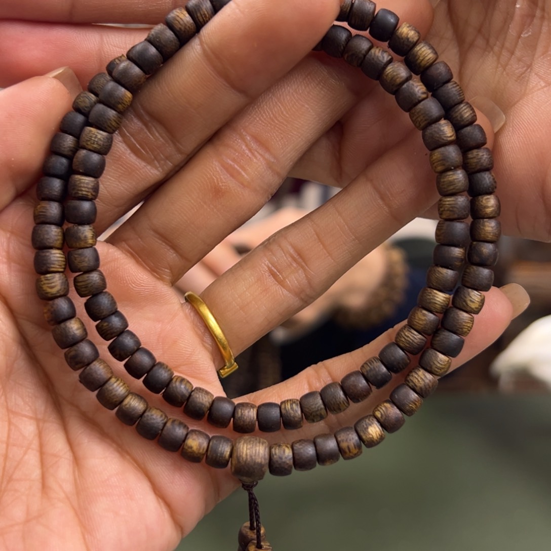 沉香手串海南老白棋鼓珠卡5/7g锁骨链多样性发一