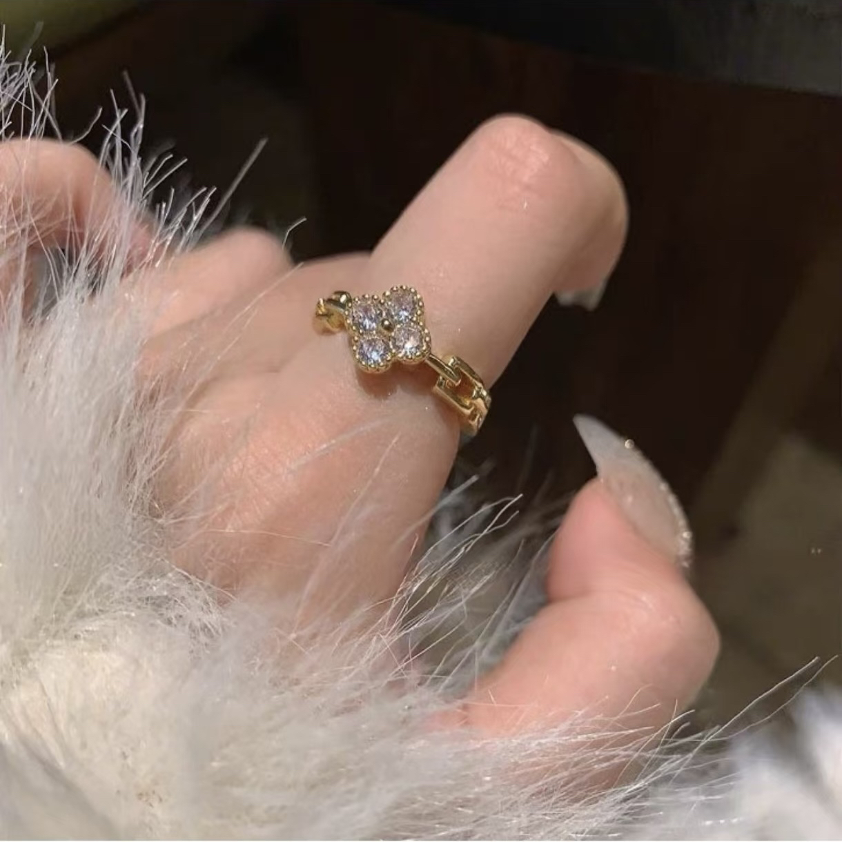 铜合金戒指  美【热恋四叶】戒指114