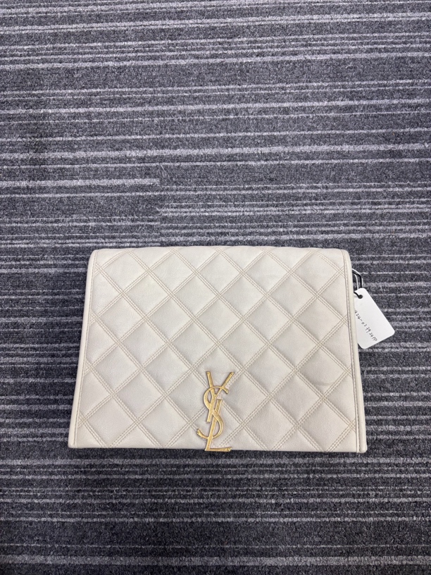 95新 YSL/圣罗兰 【蕾】 24 0279 白色菱格单肩包