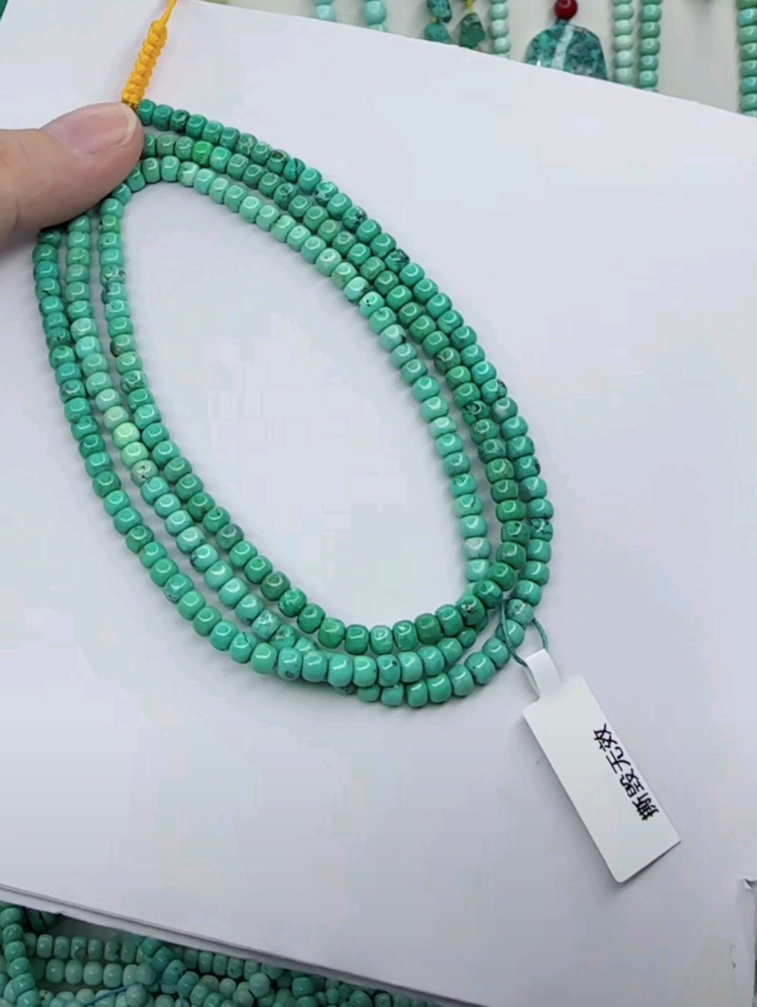 天然原矿绿松石米珠链卡