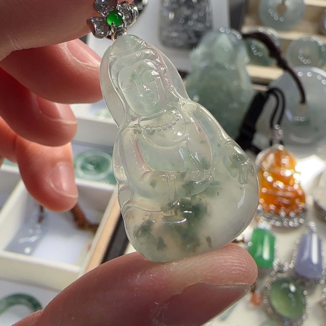 定制翡翠18K金镶嵌天然缅甸翡翠a货